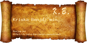 Kriska Benjámin névjegykártya